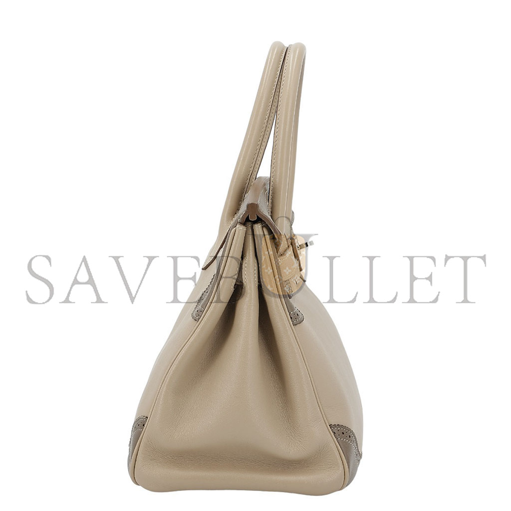H**mes master birkin 30 swift trench coat grey and elephant grey silver buckle 10021 (30*22*15cm)